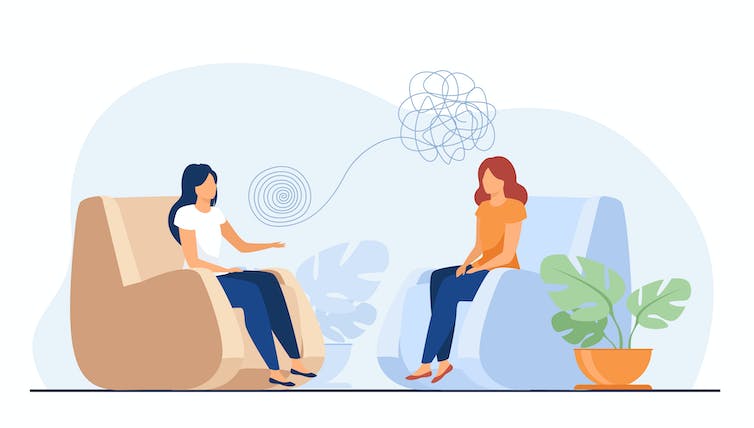 Illustration of a person talking to a counsellor