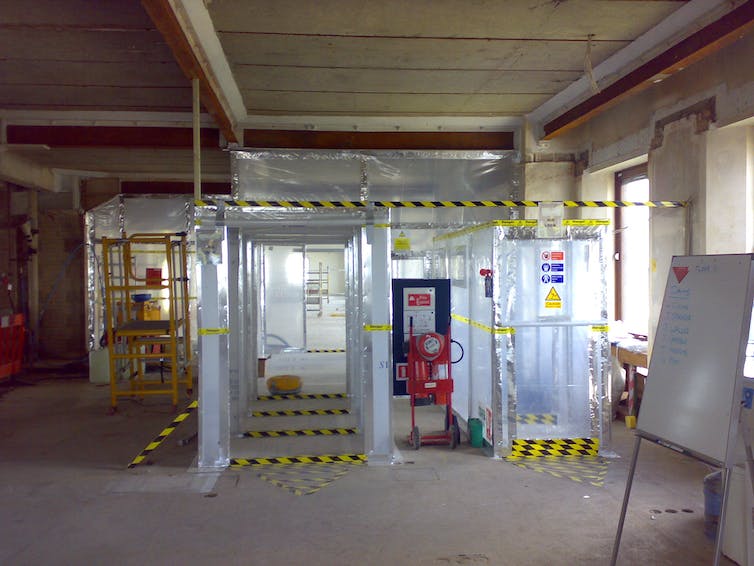 An asbestos enclosure