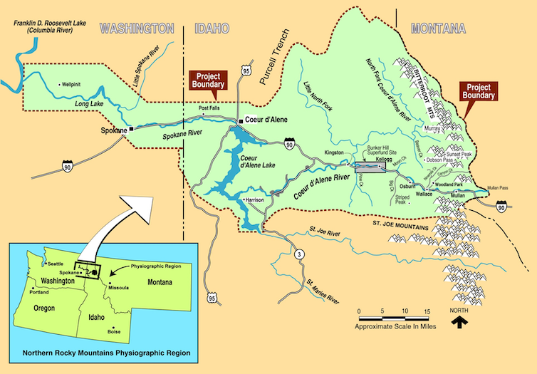 A map shows the Superfund site including Cuoer d'Alene Lake