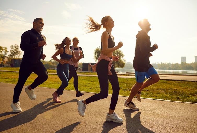 group of people running