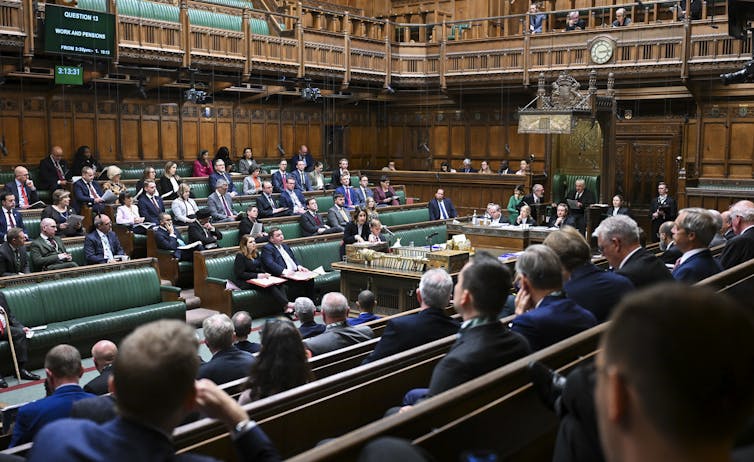 A view from the backbenches of the House of Commons chamber.