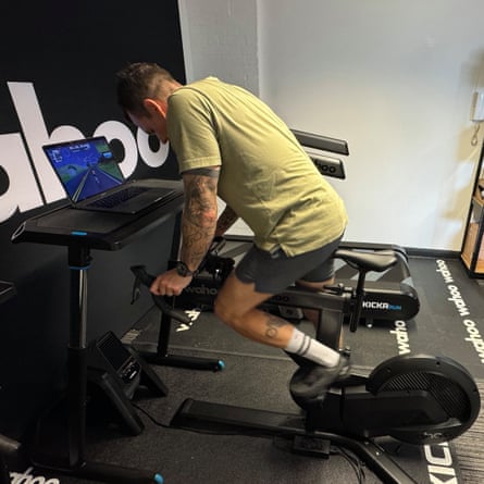 Leon rides on the Wahoo Kickr Shift