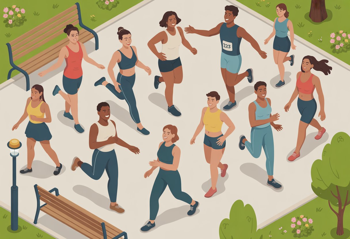 A diverse group of people enjoying a sunny park, showing healthy skin and happy expressions while engaging in outdoor activities.