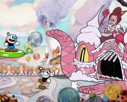 screenshot from the animated computer game, Cuphead