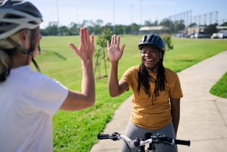 Oge builds her confidence during her second lesson at the Women’s Cycling Class in Melbourne.