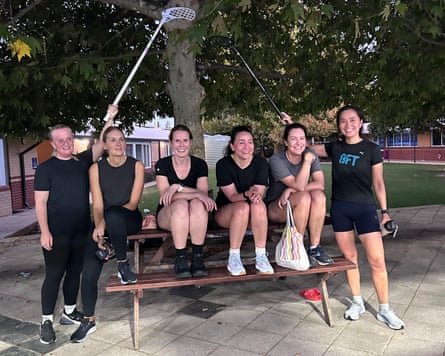Author Tessa Lu and her floorball team after their debut match in 2026
