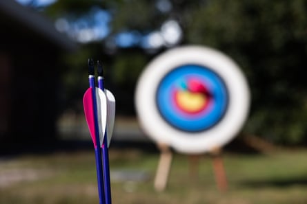 Arrows with the target in the background