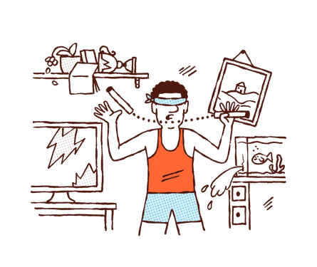 illustration of person exercising chaotically