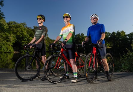 Cyclists (from left) Simon ‘Bob’ Smith, John Moore and Chris Weatherston of the Brombay Bicycle Club in Wirral