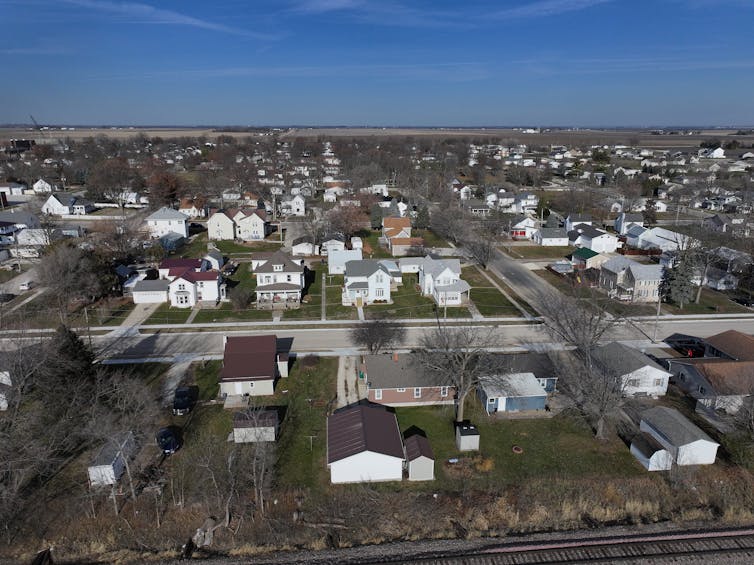A view across a small rural town.