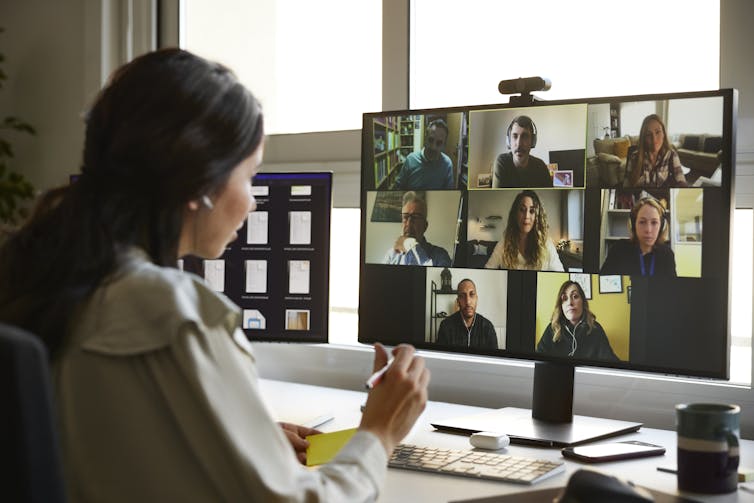 woman on video call