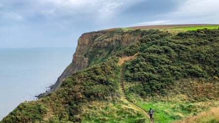 Spectacular cliffs and scenery near Staithes, North Yorkshire, on the Cleveland Way coastal section.